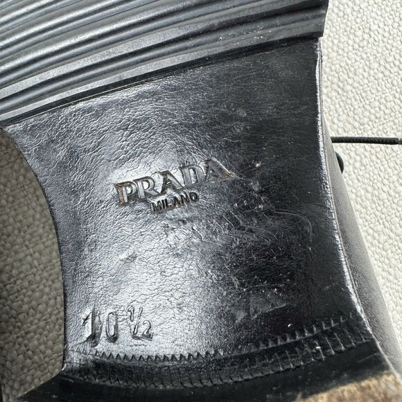 Prada Welt Sewn Black Leather Oxford Mens 10.5 Lace Up Derby Dress Shoes 2EG100 - Picture 11 of 11